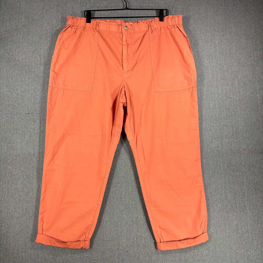 Lou & Grey for LOFT Pants Women XL Orange Cotton Elastic Waist Cuffed Casual